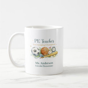 Personalised PE Teacher Inspiring Active Minds Coffee Mug