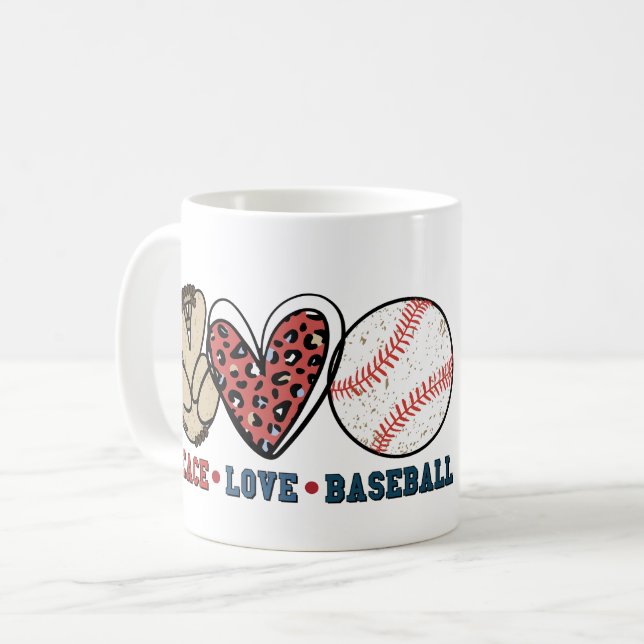 Personalised Peace Love Baseball Mug (Front Left)