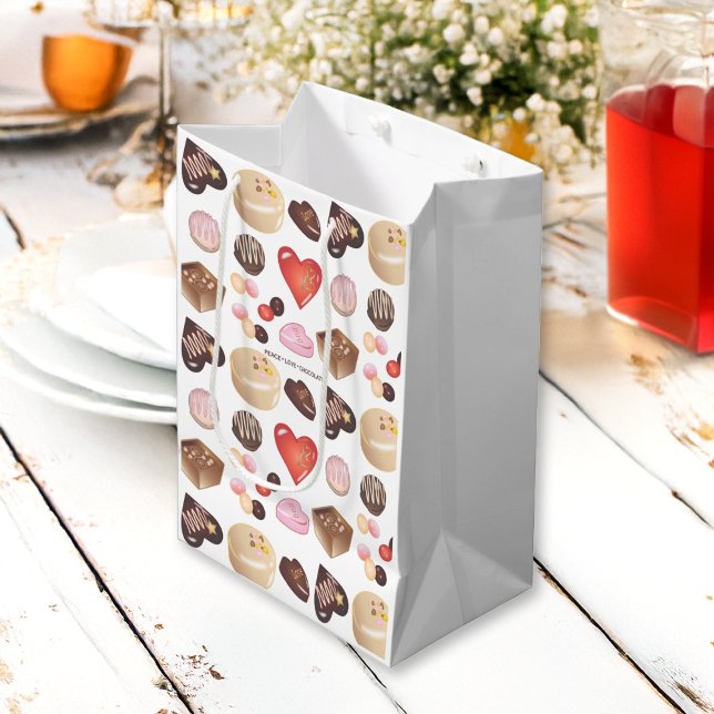 Personalised Peace Love Chocolate Candy Heart Medium Gift Bag (Creator Uploaded)