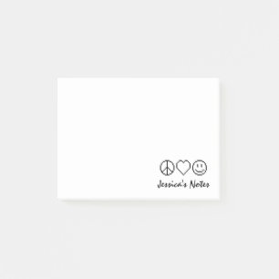 Personalised peace love happiness Post-it® notes