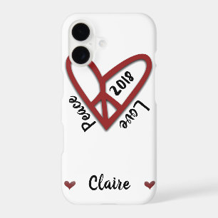 Personalised Peace-Love Heart iPhone Case