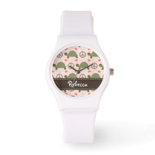 Personalised Peace Love Turtles Watch