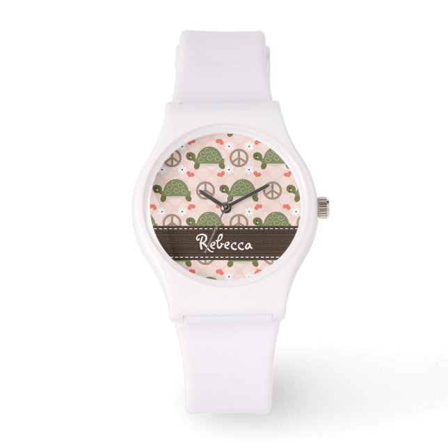 Personalised Peace Love Turtles Watch (Front)