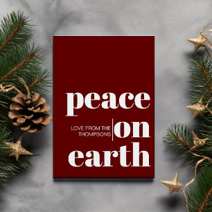 Personalised Peace On Earth Christmas Minimalist Holiday Card