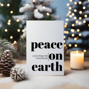 Personalised Peace On Earth Christmas Minimalist Holiday Card