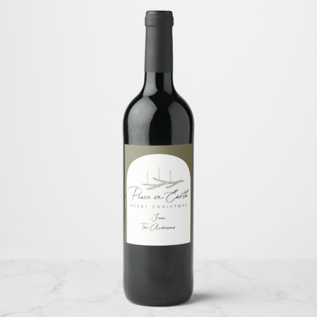 Personalised Peace on Earth Christmas Wine Label (Front)