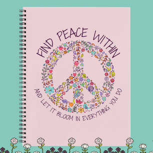 Personalised Peace Within Floral Notebook