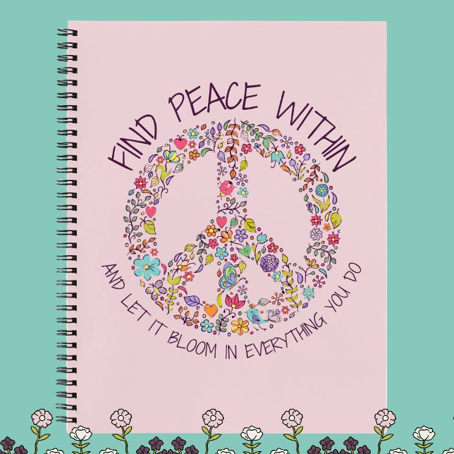 Personalised Peace Within Floral  Notebook (Personalized Peace Within Floral Notebook)