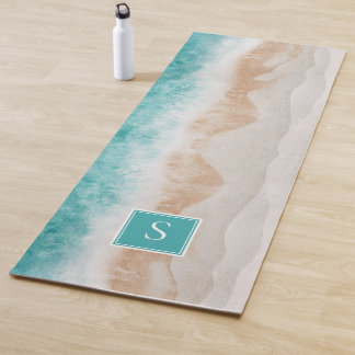 Personalised Peaceful Beach Waves Monogram Name Yoga Mat