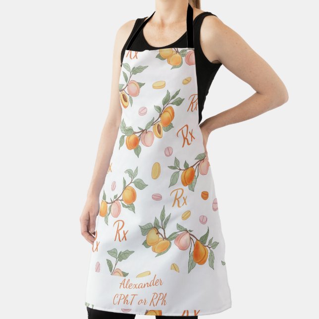 Personalised Peach & Apricot Pharmacy Apron (Insitu)