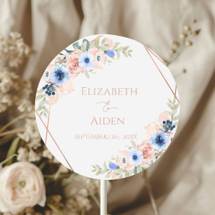Personalised Peach Blue Light-Grey Classic Round Sticker