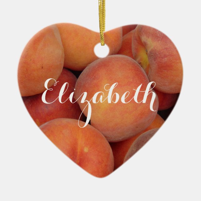 Personalised Peach Ceramic Tree Decoration (Front)