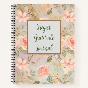 Personalised Peach Floral Gratitude Journal