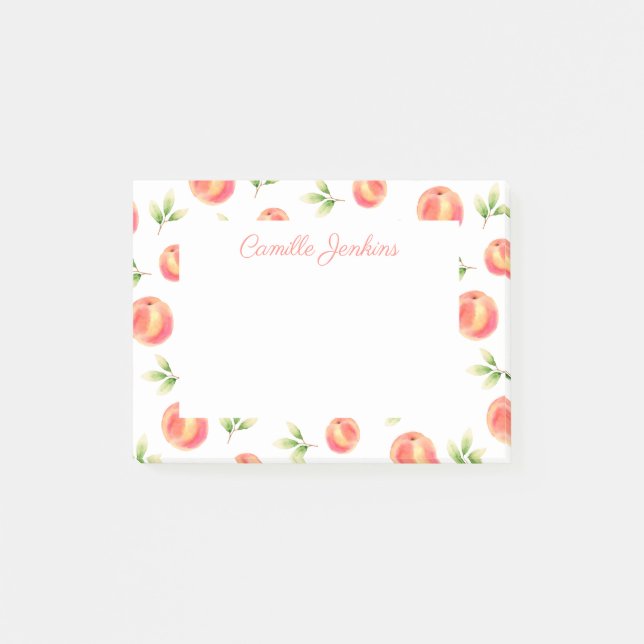 Personalised Peach Illustrated Name Post-it Notes (Front)