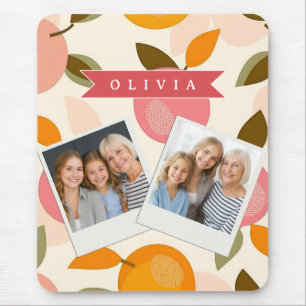 Personalised Peach Pattern Cute Retro Summer Mouse Pad