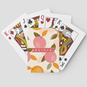 Personalised Peach Pattern Cute Retro Summer Playing Cards