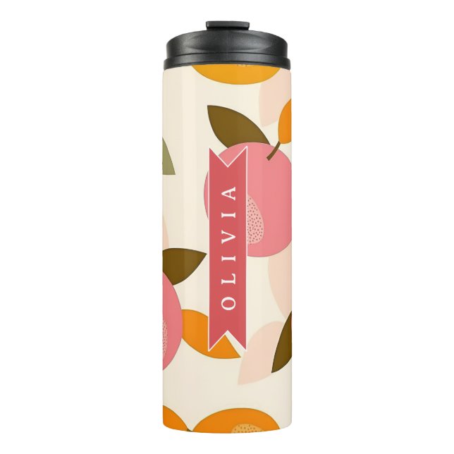 Personalised Peach Pattern Cute Retro Summer Thermal Tumbler (Front)