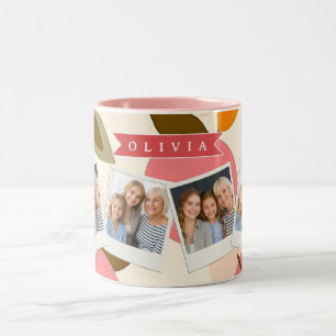 Personalised Peach Pattern Cute Retro Summer Two-Tone Coffee Mug