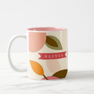 Personalised Peach Pattern Cute Retro Summer Two-Tone Coffee Mug