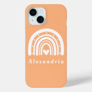 Personalised Peach Rainbow iPhone 15 Case