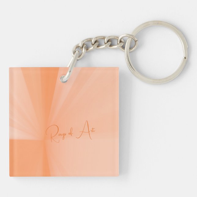 Personalised Peach Rays, Minimalist Abstract Art Key Ring (Back)