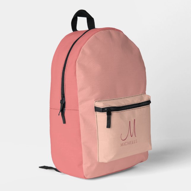 Personalised Peach Tones Modern Cute Template Printed Backpack (Back Corner Left)