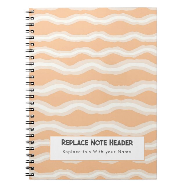 Personalised Peach Wave Patterned  Notebook (Front)