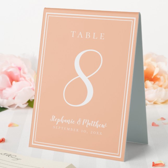 Personalised Peach Wedding Table Number Simple (In SItu (Wedding))