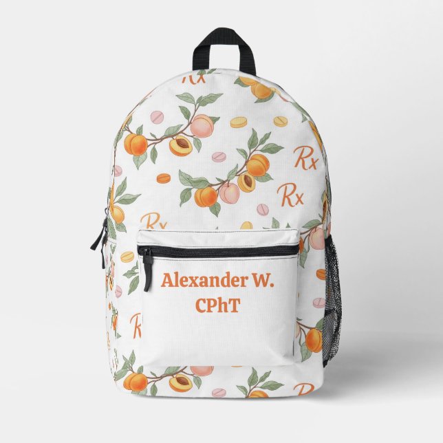 Personalised Peaches, Apricots & RX Pharmacy  Printed Backpack (Front)