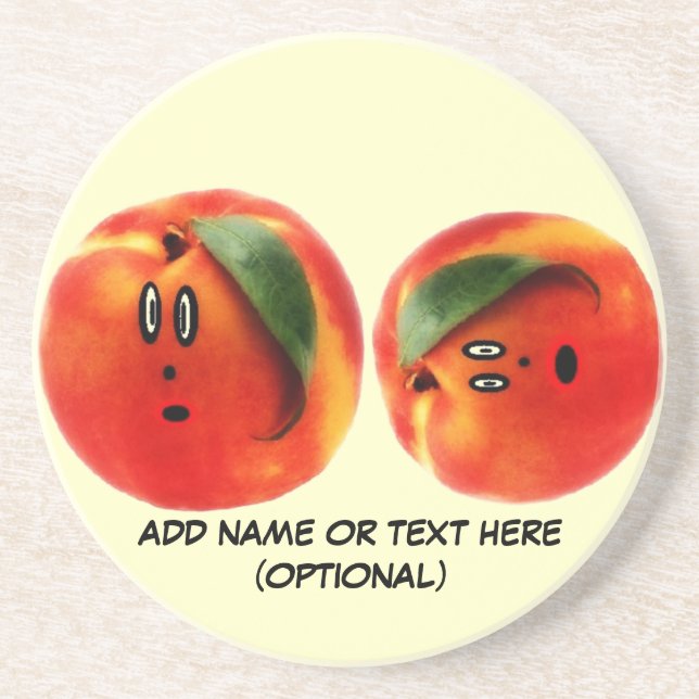 Personalised Peaches Cartoon Coaster (Front)