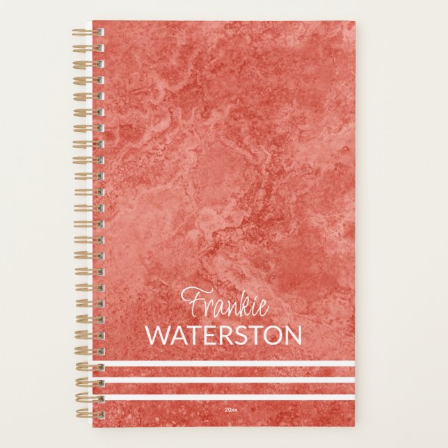 Personalised Peachy Agatised Marbling Planner (Front)