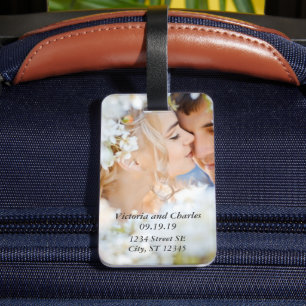 Personalised Peachy Orange  Cute Hearts  Wedding Luggage Tag