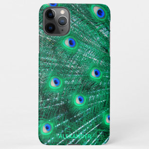 Personalised Peacock Blue Feather Named  iPhone 11Pro Max Case