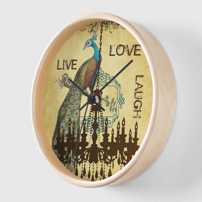 Personalised Peacock Chandelier Clock (Angle)