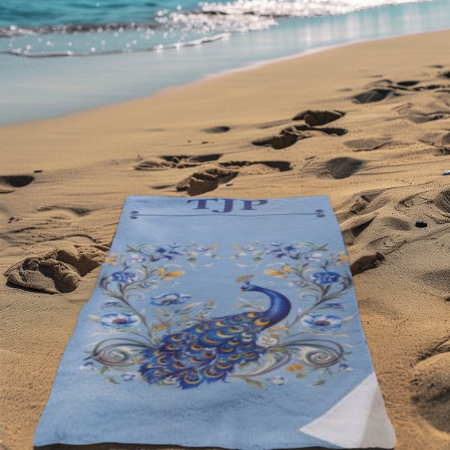 Personalised Peacock Design - Elegant Gift for Her Beach Towel (Creator Uploaded)