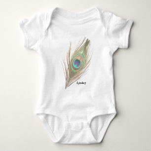 Personalised Peacock Feather Choose Background Baby Bodysuit