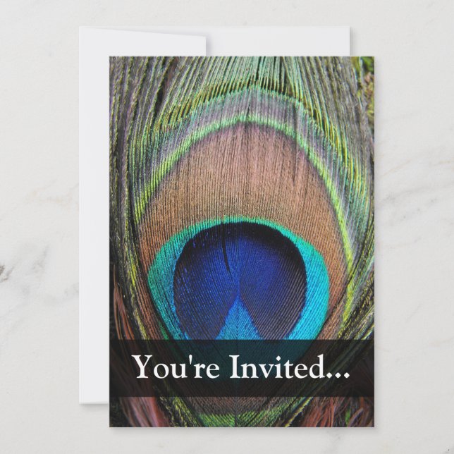 Personalised Peacock Feather Invitation (Front)