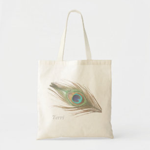 Personalised Peacock Feather Tote Bag
