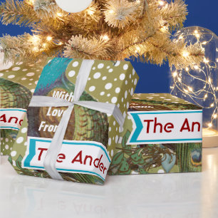 Personalised Peacock Holiday  Wrapping Paper