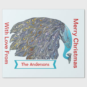 Personalised Peacock Holiday  Wrapping Paper