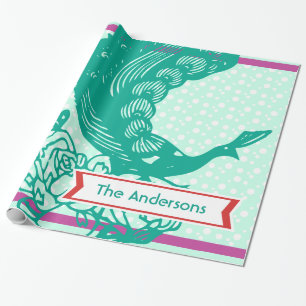 Personalised Peacock Holiday  Wrapping Paper