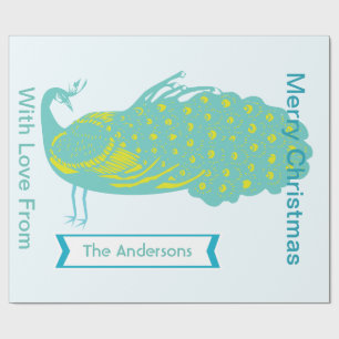 Personalised Peacock Holiday  Wrapping Paper