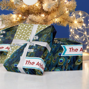 Personalised Peacock Holiday Wrapping Paper