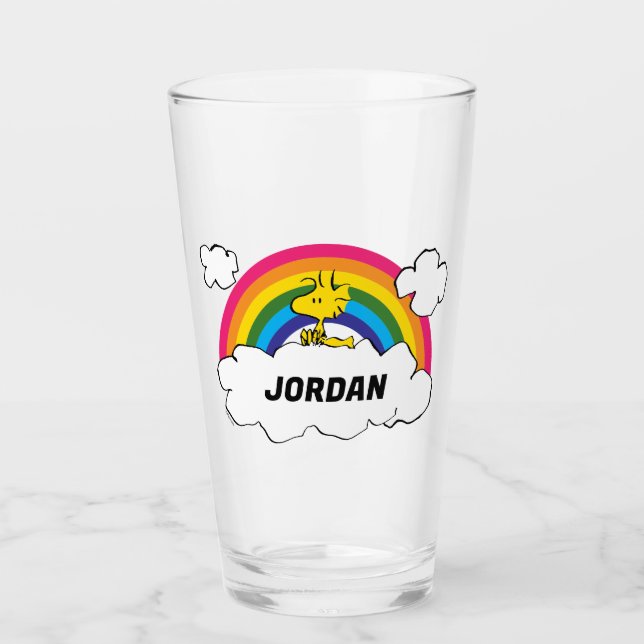 Personalised Peanuts Woodstock | Add Your Name Glass (Front)