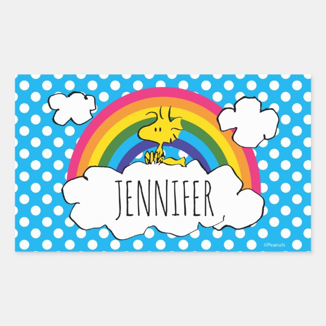 Personalised Peanuts Woodstock | Add Your Name Rectangular Sticker (Front)