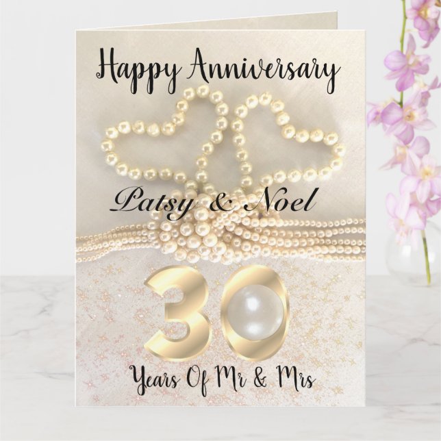 Personalised Pearl 30th Wedding Anniversary Card (Orchid)