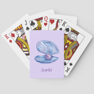 Personalised Pearl of the Ocean (Purple) Playing Cards