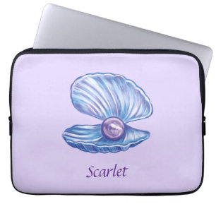 Personalised Pearl Seashell Purple Electronics Bag