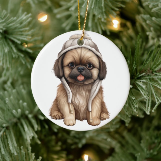 Personalised Pekingese Dog Ceramic Ornament (Tree)