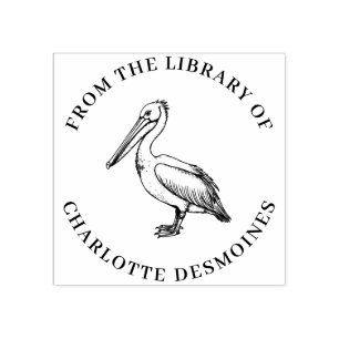 Personalised Pelican Book Stamp Custom Ex Libris 